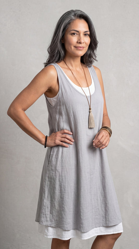 Vestido dos Piezas, Ligero y con Caída que Favorece