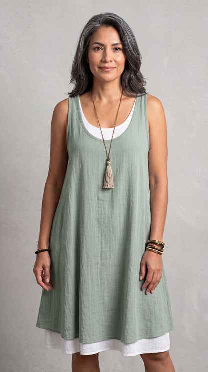 Vestido dos Piezas, Ligero y con Caída que Favorece