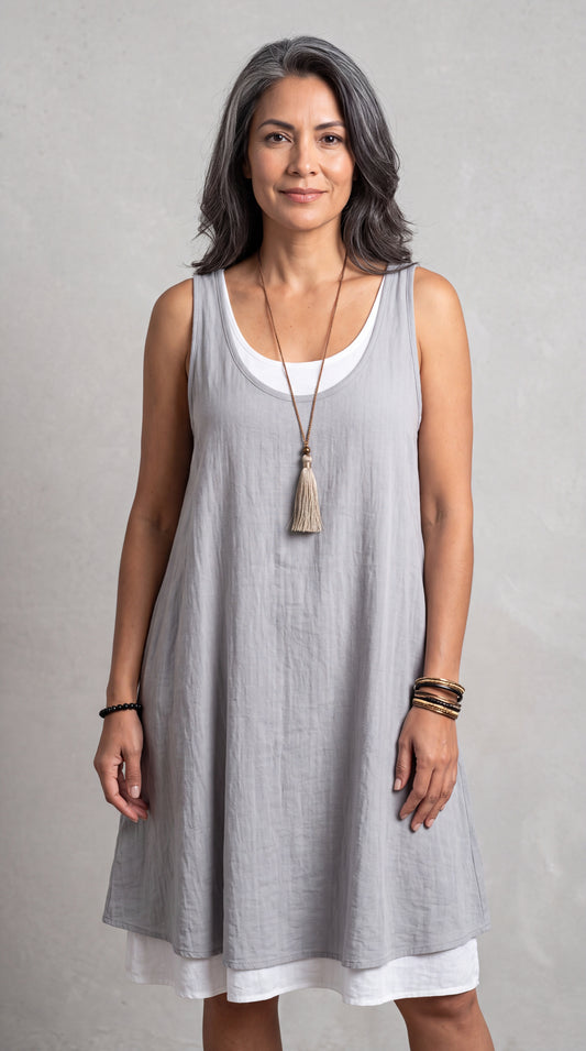 Vestido dos Piezas, Ligero y con Caída que Favorece
