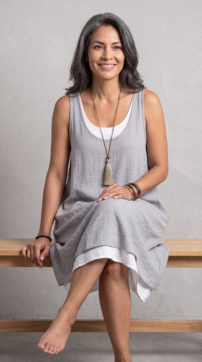 Vestido dos Piezas, Ligero y con Caída que Favorece