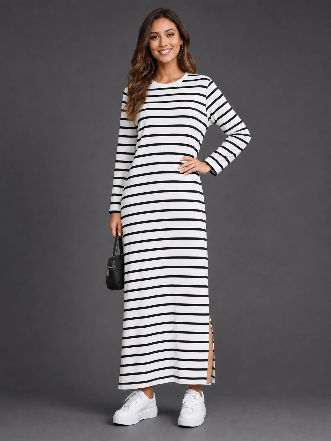 Vestido Largo de Rayas Estilo Retro