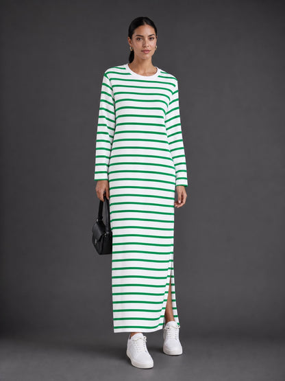 Vestido Largo de Rayas Estilo Retro